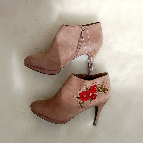 IMPO Shoes - NEW Impo Ornare Floral Embroidered Suede Booties